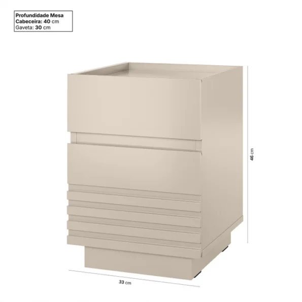 Mesa de Cabeceira 2 Gavetas Santore Off White - Imagem 4
