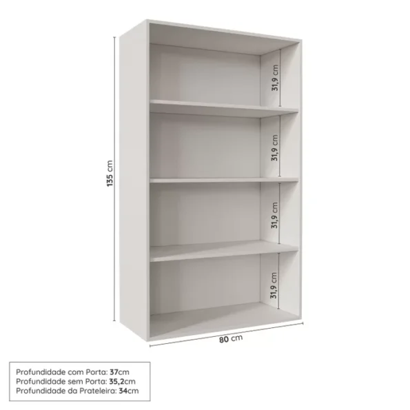 Armário Aéreo Texas 2 Portas com Porta de Vidro - Branco - Imagem 5