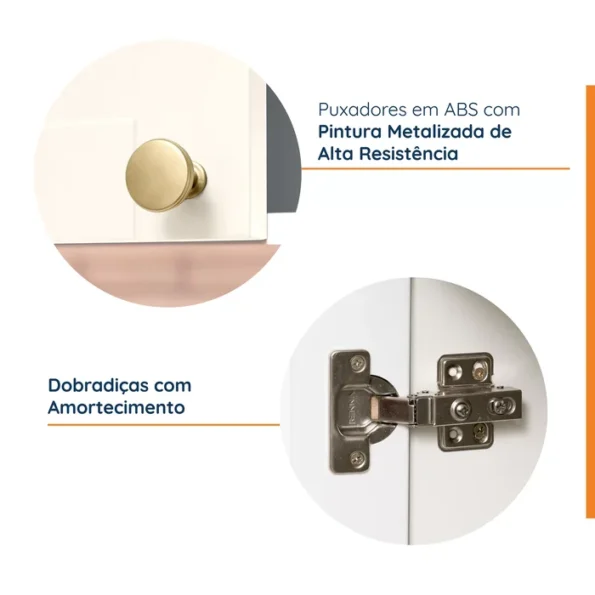 Armário Aéreo Texas 2 Portas com Porta de Vidro - Branco - Imagem 6