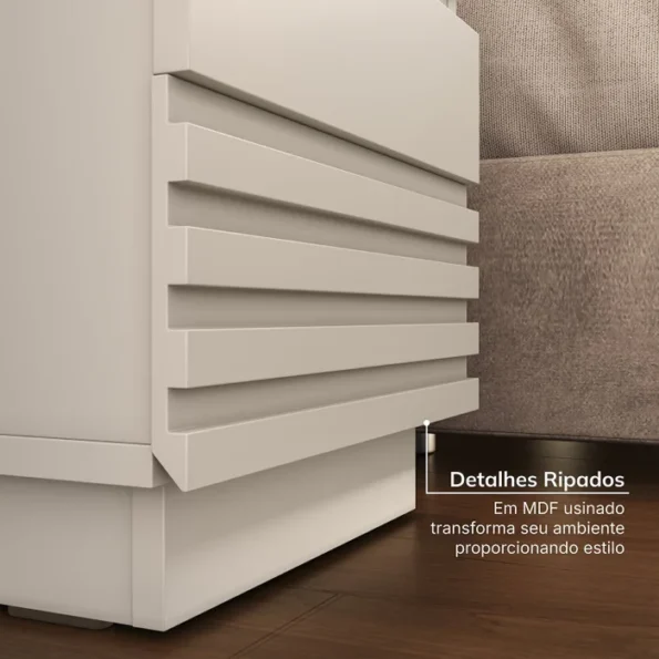 Mesa de Cabeceira 2 Gavetas Santore Off White - Imagem 7