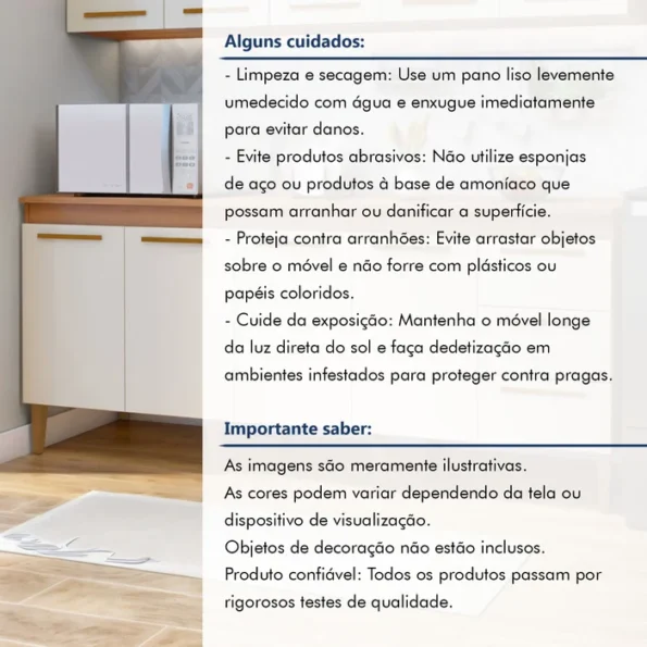 Balcão Ísis MDP 4 Portas e 3 Gavetas - Imagem 8